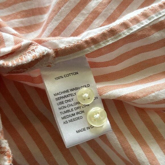Trovata Birds of Paradise Cotton Creamsicle Striped Button Down ShirtDress M - Picture 5 of 5